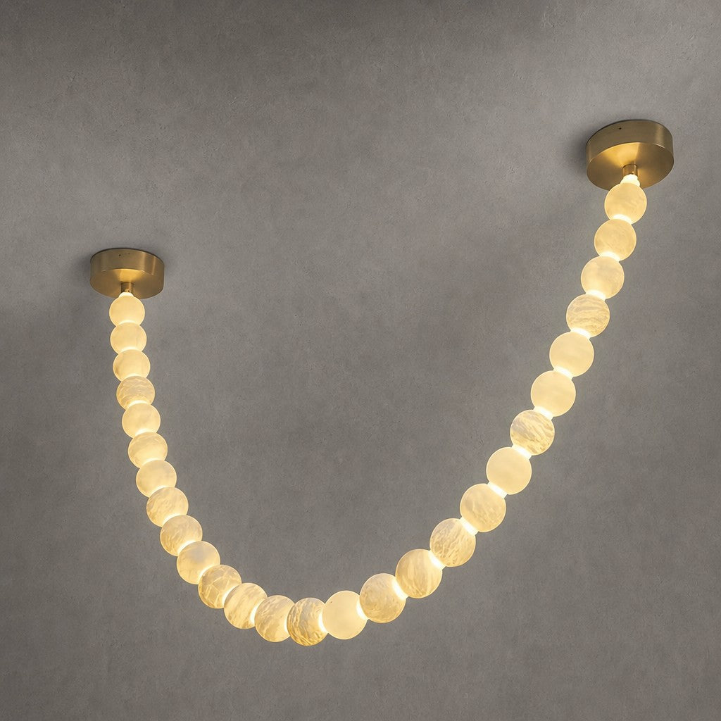 Modern Alabaster Pearl-Chain Pendant Light