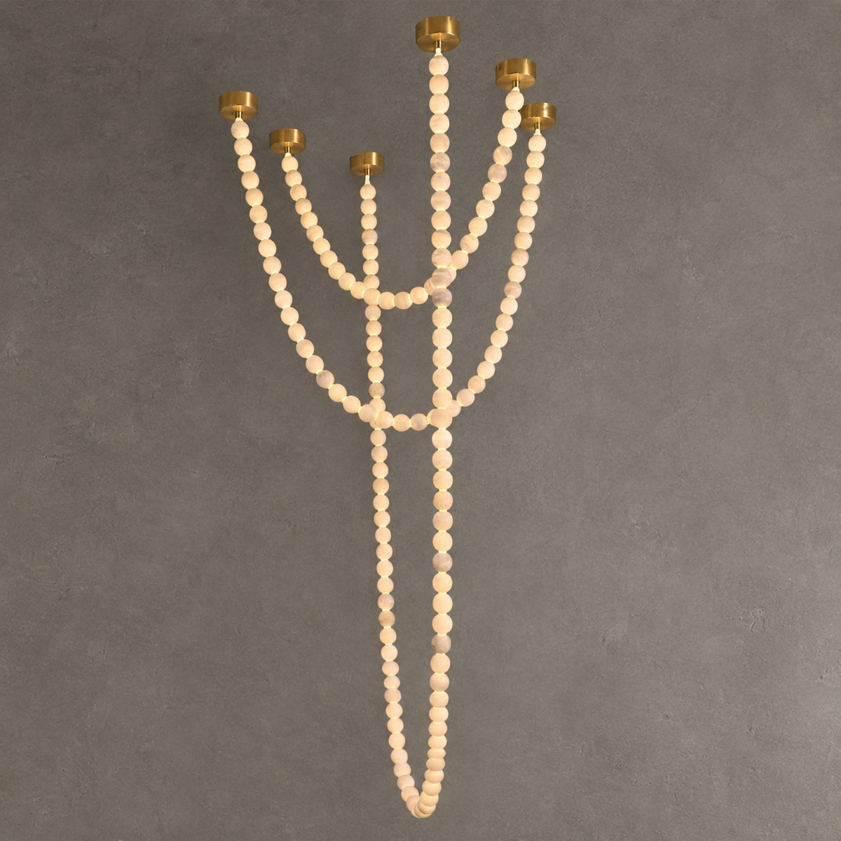 Modern Alabaster Pearl-Chain Pendant Light