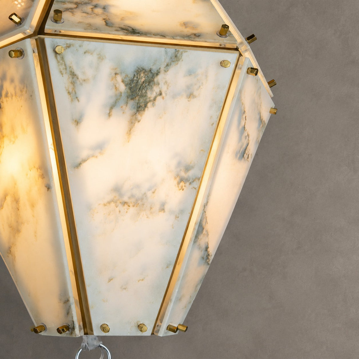 Modern Faceted Green Jade Luxury stone Lantern Chandelier