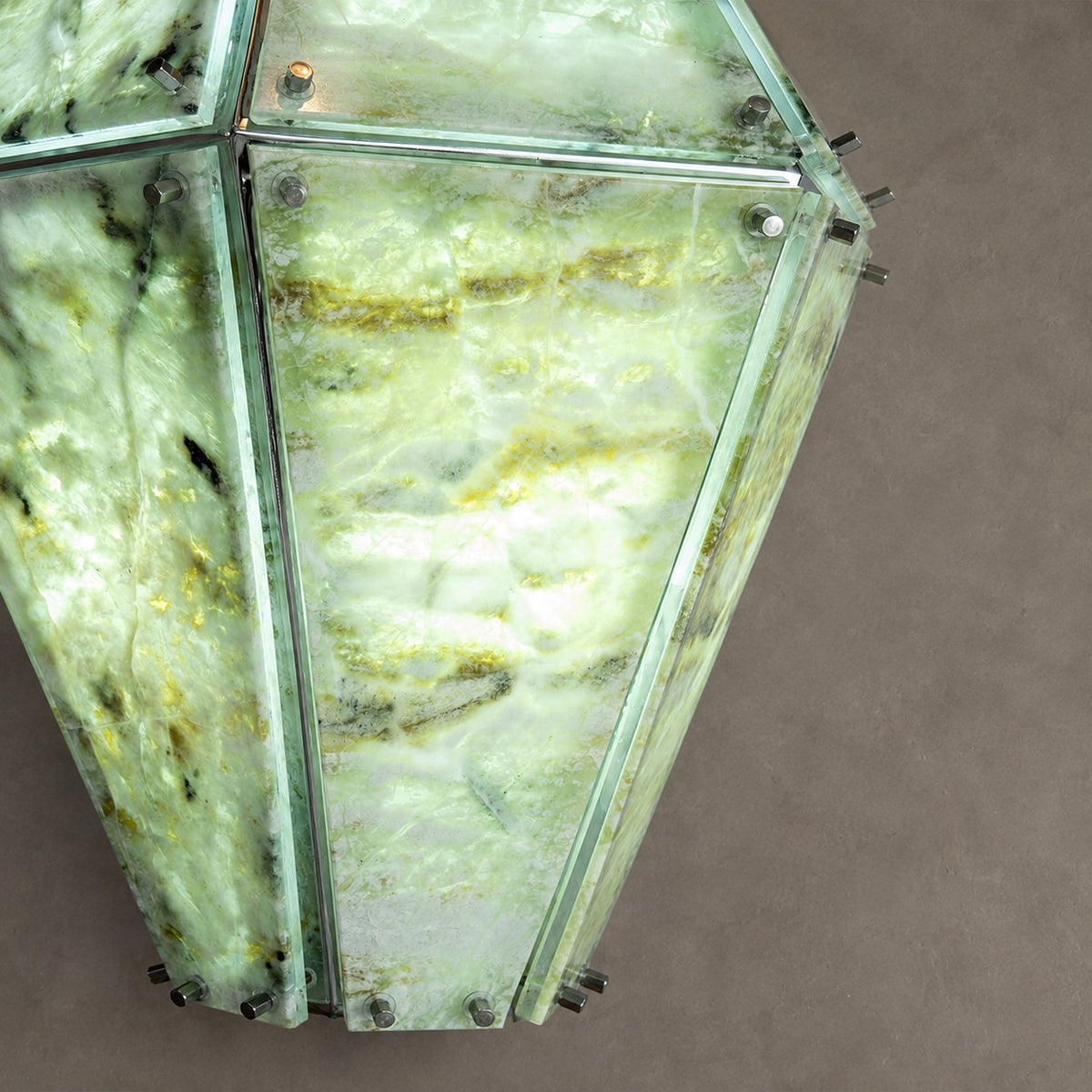 Modern Faceted Green Jade Luxury stone Lantern Chandelier