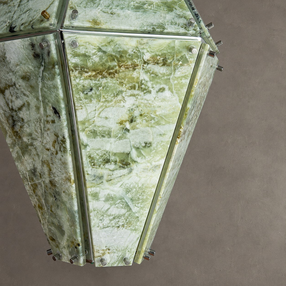 Modern Faceted Green Jade Luxury stone Lantern Chandelier