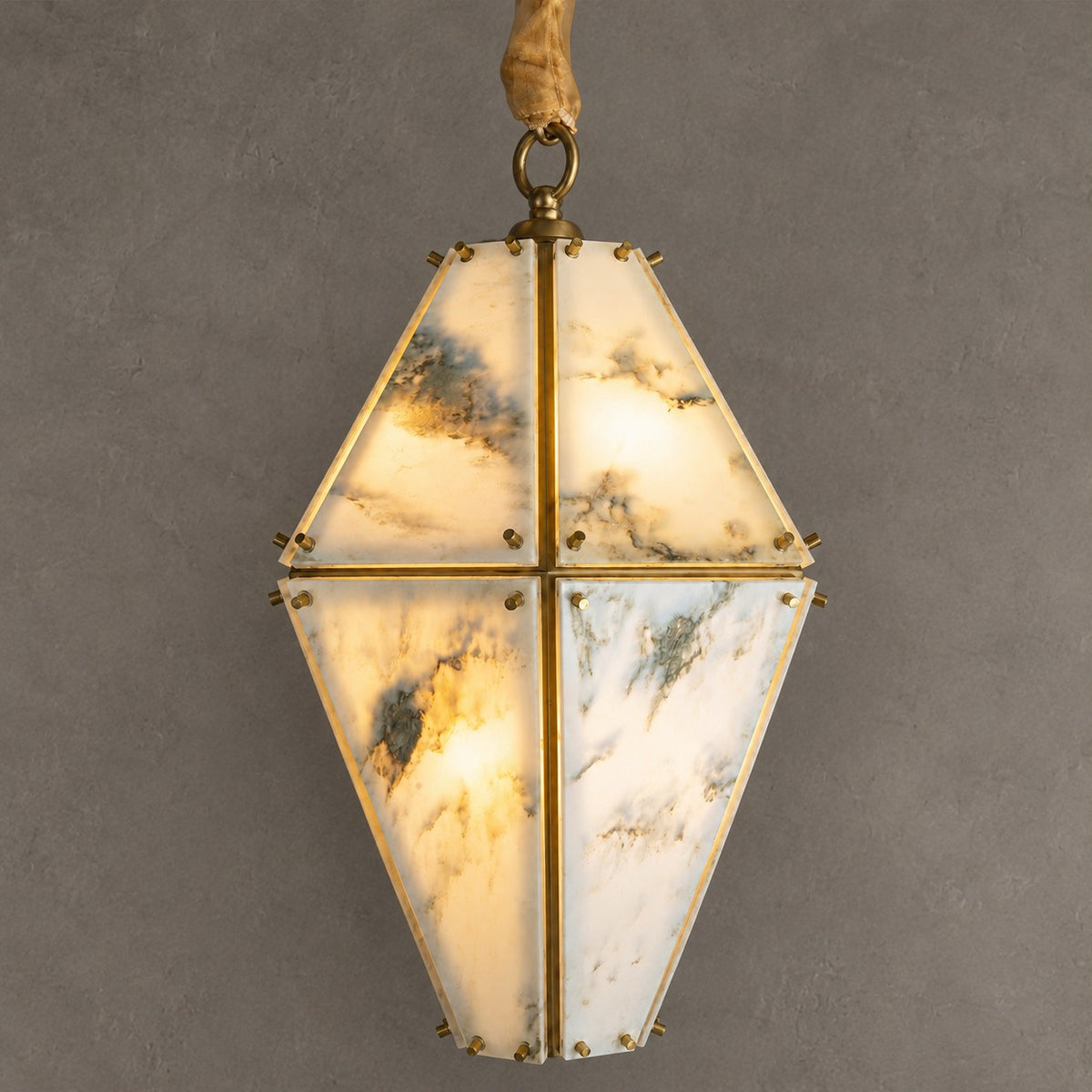 Modern Faceted Green Jade Luxury stone Lantern Chandelier