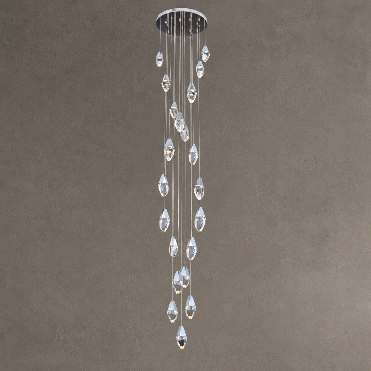 Modern Floating Diamond Crystal Chandelier for High-ceiling