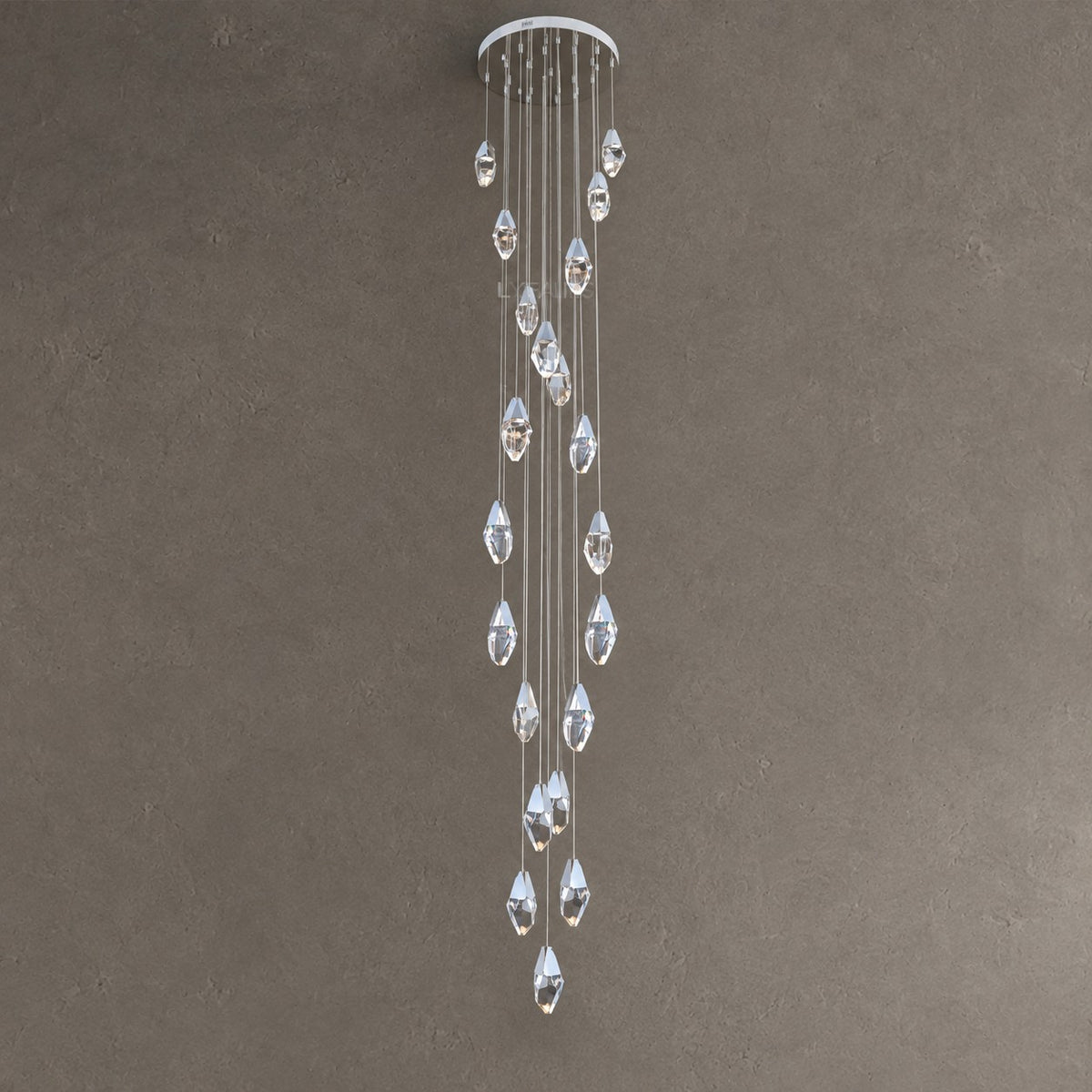 Modern Floating Diamond Crystal Chandelier for High-ceiling