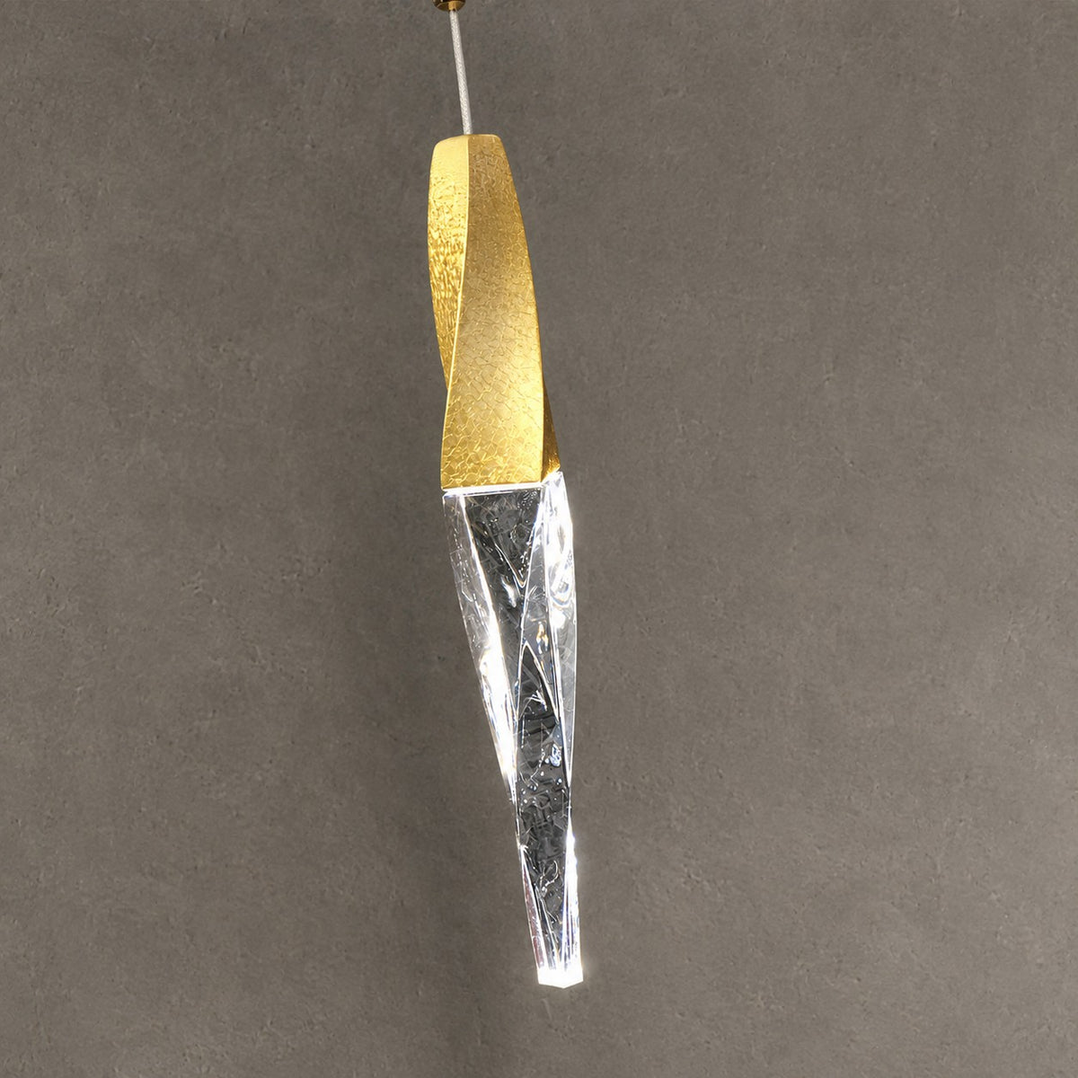 Modern Floating Spiral Crystal Chandelier for High-ceiling