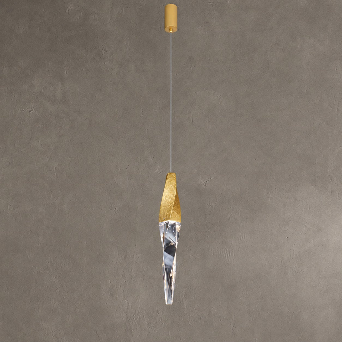 Modern Floating Spiral Crystal Chandelier for High-ceiling