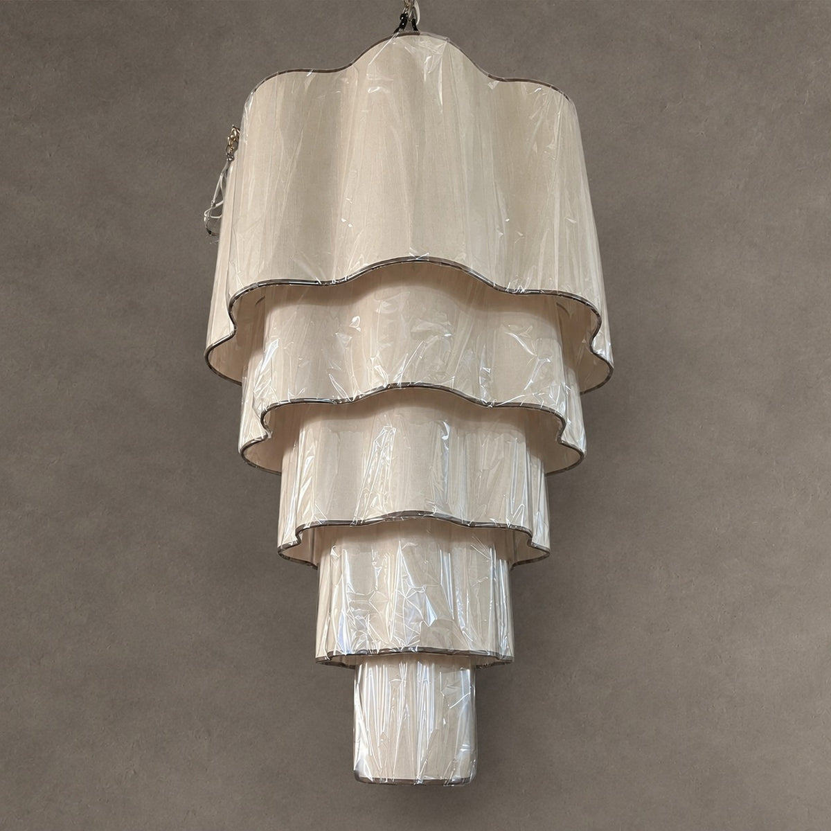 Modern Flush Mounted Tiered Wave-edge Fabric Chandelier