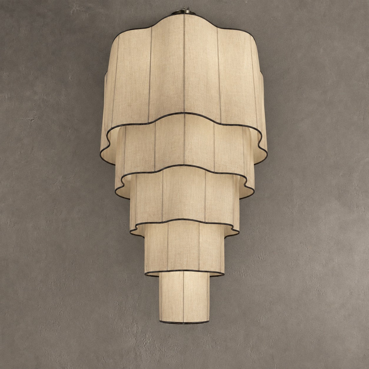 Modern Flush Mounted Tiered Wave-edge Fabric Chandelier