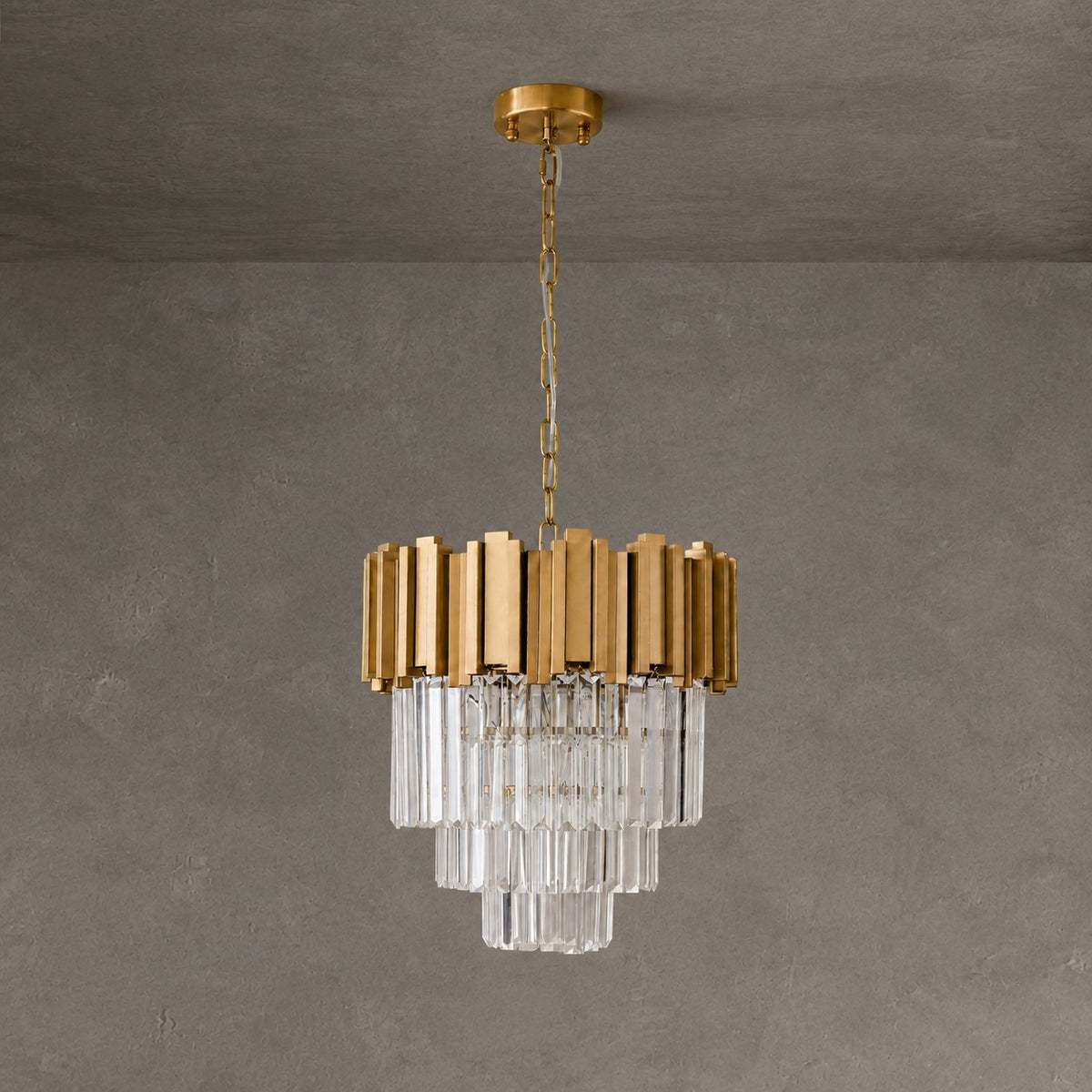 Modern Gold 3-Tier K9 Crystal Chandelier