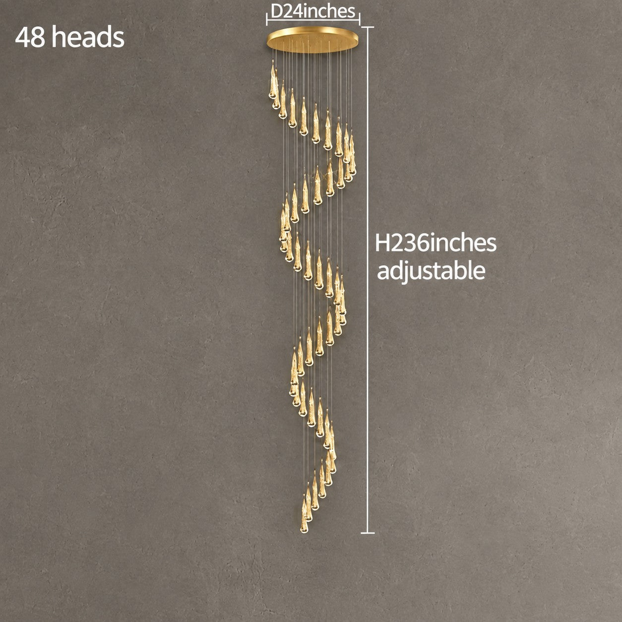 Pendant Light  Modern Gold Crystal Cascading Chandelier Aluminum LED 1-48 Heads