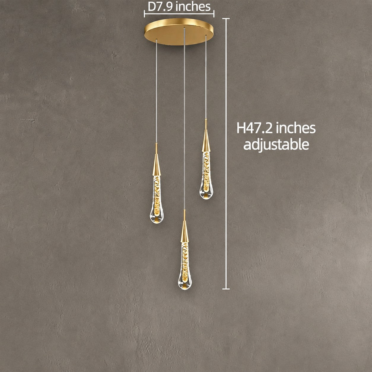 Pendant Light  Modern Gold Crystal Cascading Chandelier Aluminum LED 1-48 Heads