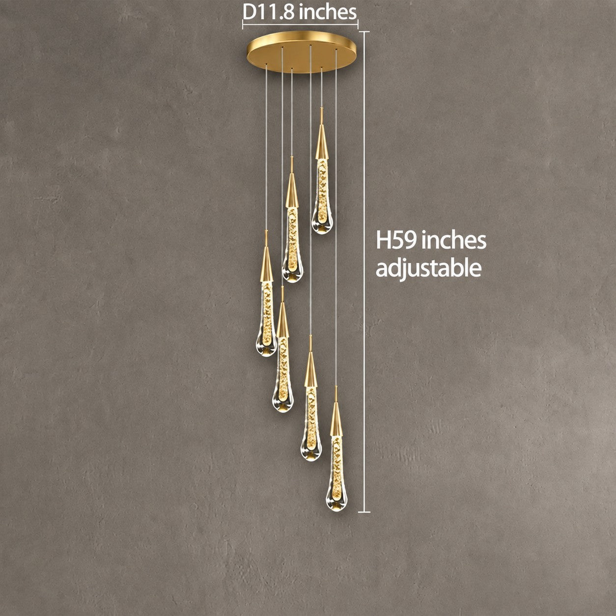 Pendant Light  Modern Gold Crystal Cascading Chandelier Aluminum LED 1-48 Heads