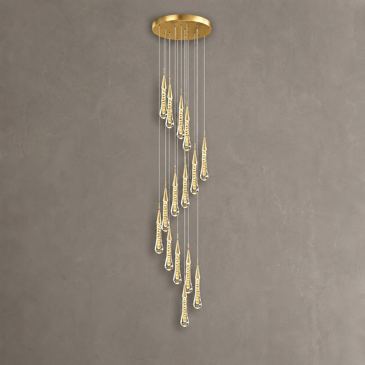 Pendant Light  Modern Gold Crystal Cascading Chandelier Aluminum LED 1-48 Heads