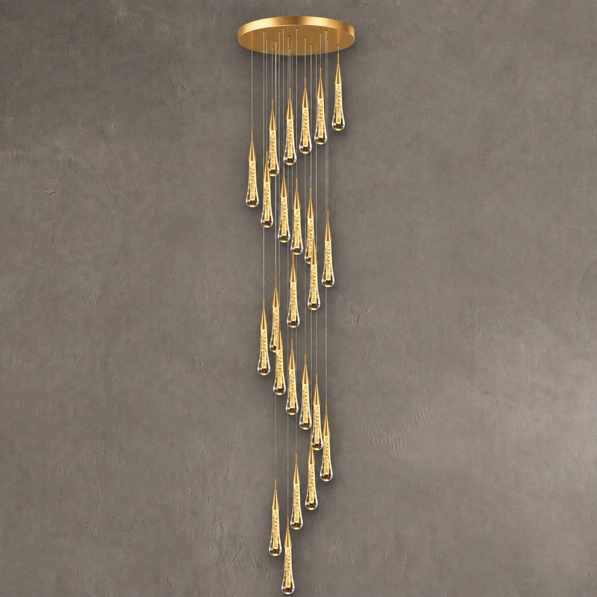 Pendant Light  Modern Gold Crystal Cascading Chandelier Aluminum LED 1-48 Heads