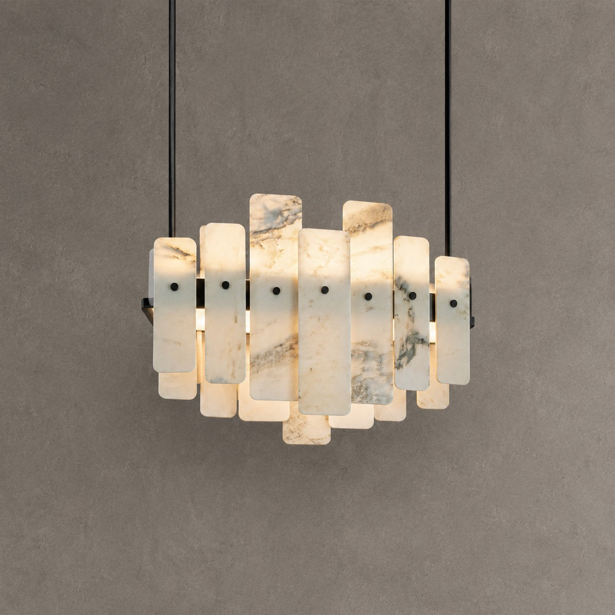 Modern Layered Luxury Stone LED Chandelier