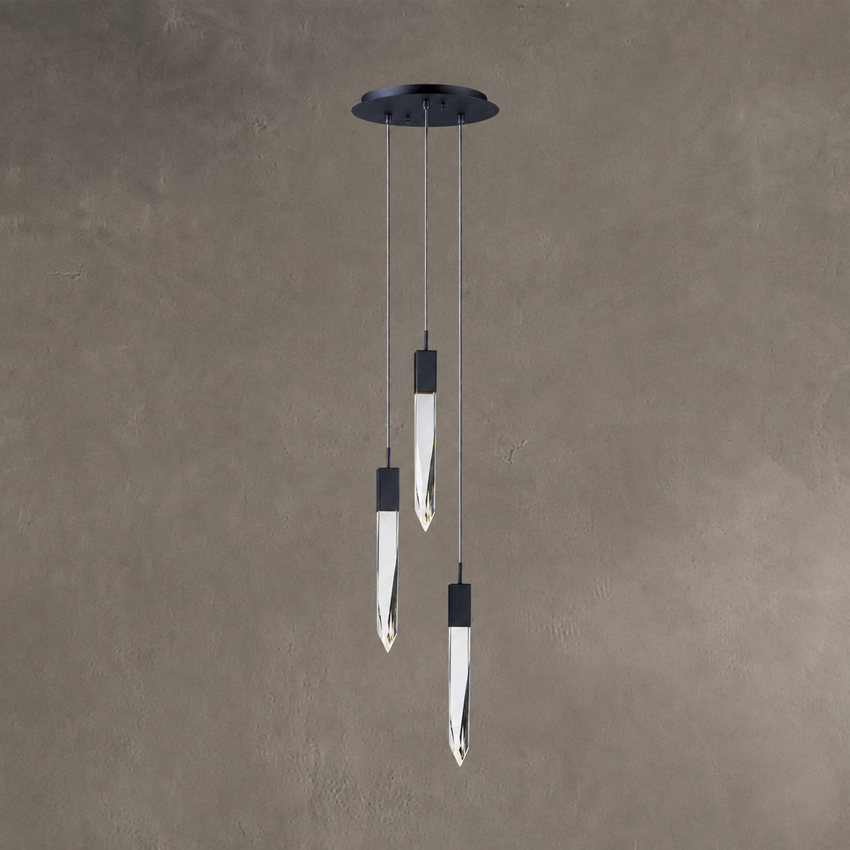 Modern Light Luxury Round/Rectangle Ceiling Pendant Light in Black Finish for Kitchen Island/ Staircase/Living Room