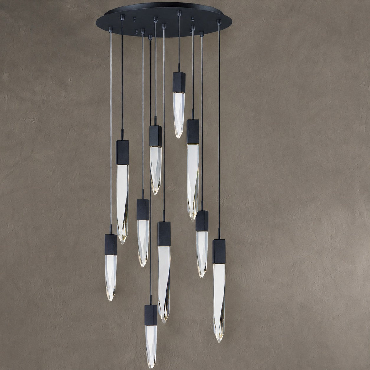Modern Light Luxury Round/Rectangle Ceiling Pendant Light in Black Finish for Kitchen Island/ Staircase/Living Room