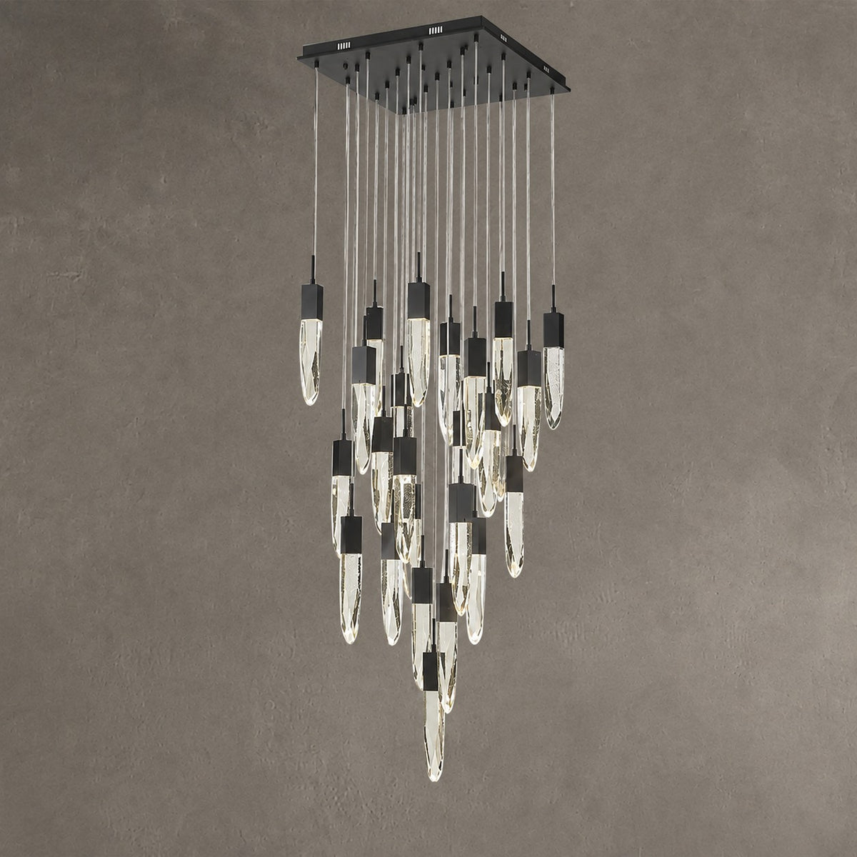 Modern Light Luxury Round/Rectangle Ceiling Pendant Light in Black Finish for Kitchen Island/ Staircase/Living Room