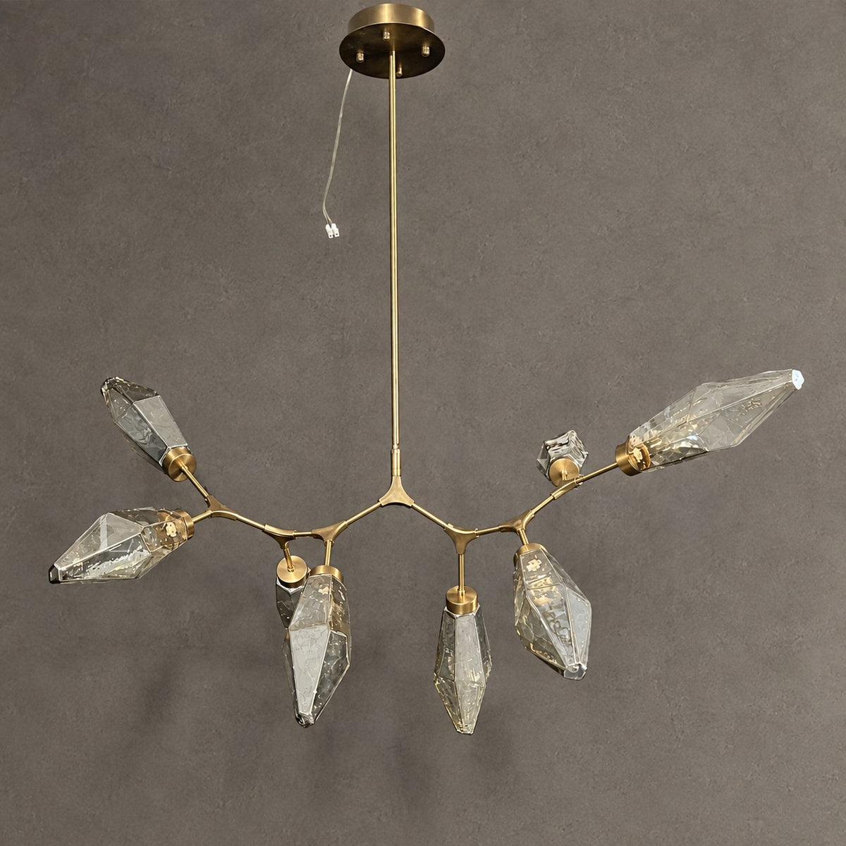 Modern Linear Branches Rock Glass Chandelier