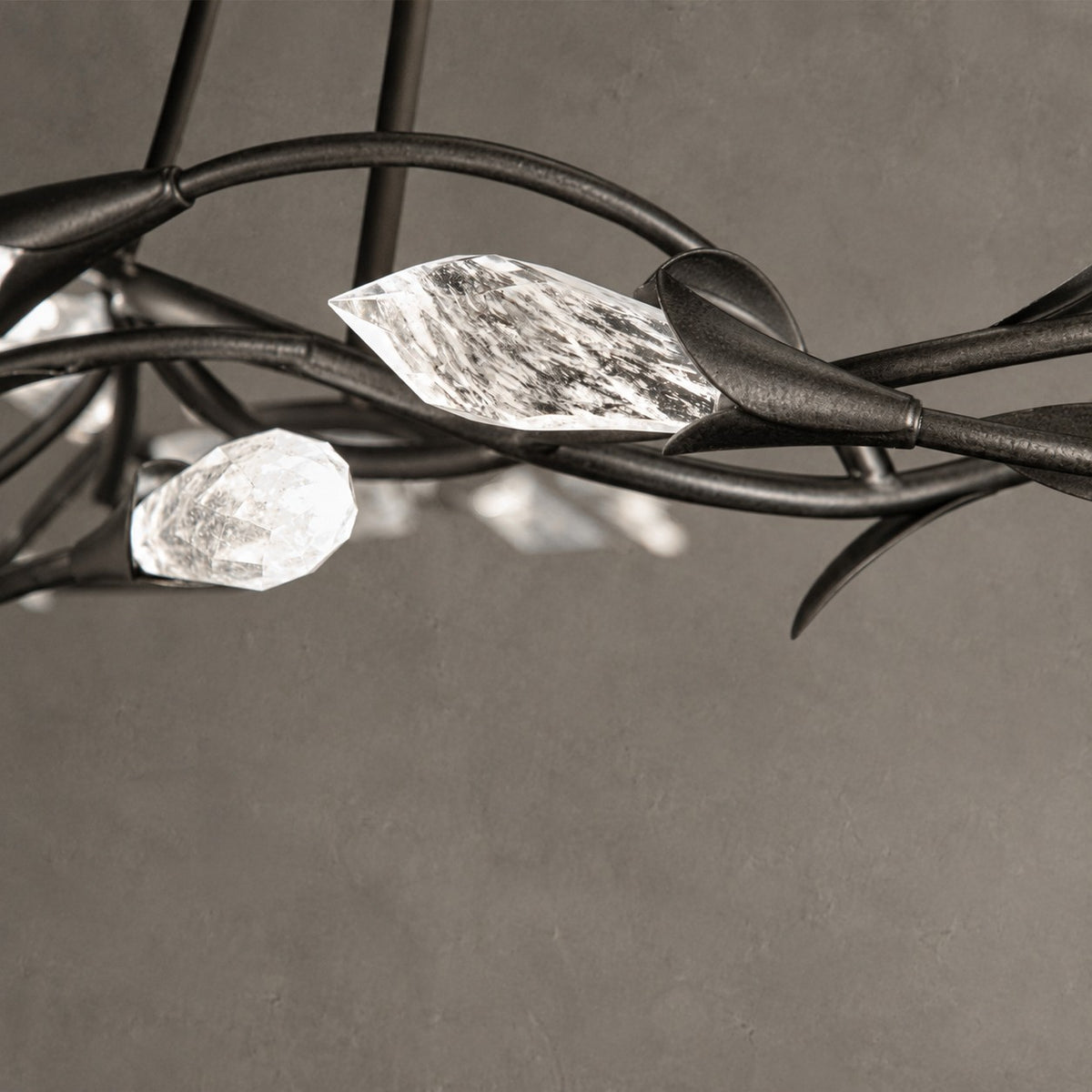 Modern Linear/Round Floral Branches Crystal Chandelier