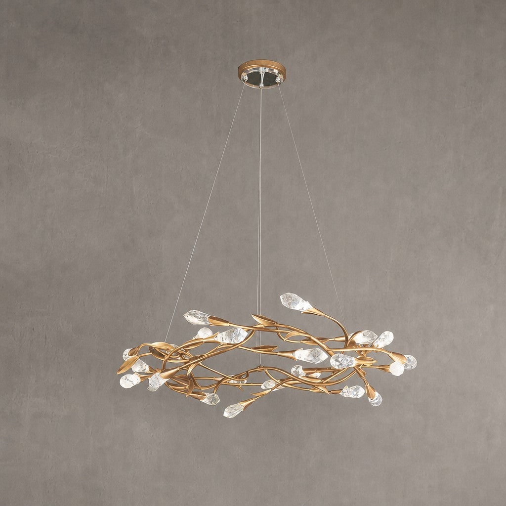 Modern Linear/Round Floral Branches Crystal Chandelier