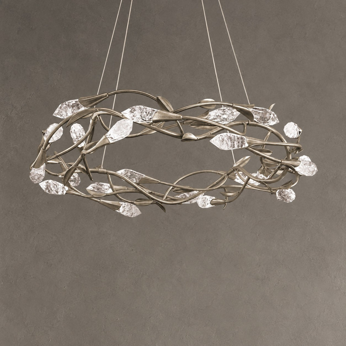 Modern Linear/Round Floral Branches Crystal Chandelier