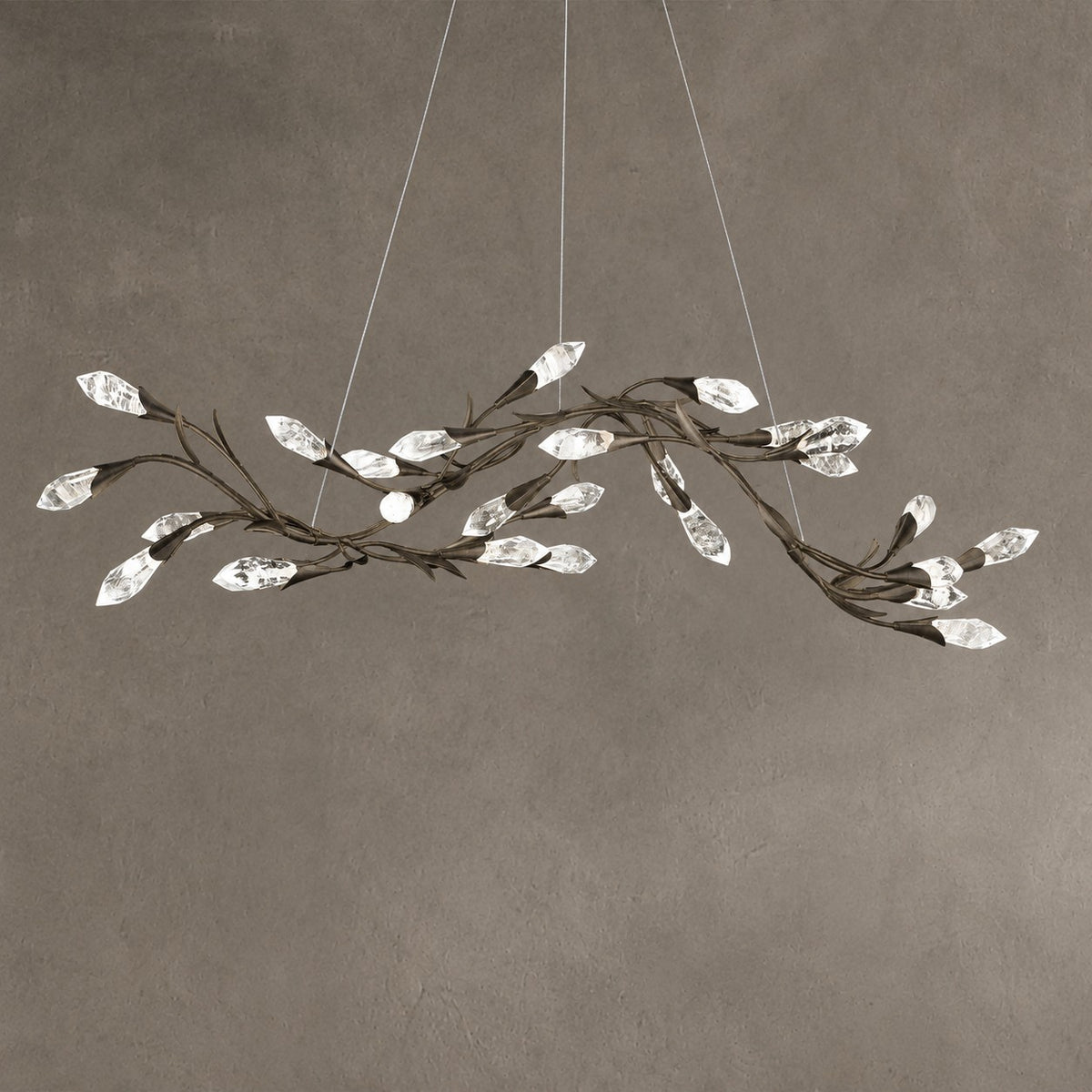 Modern Linear/Round Floral Branches Crystal Chandelier