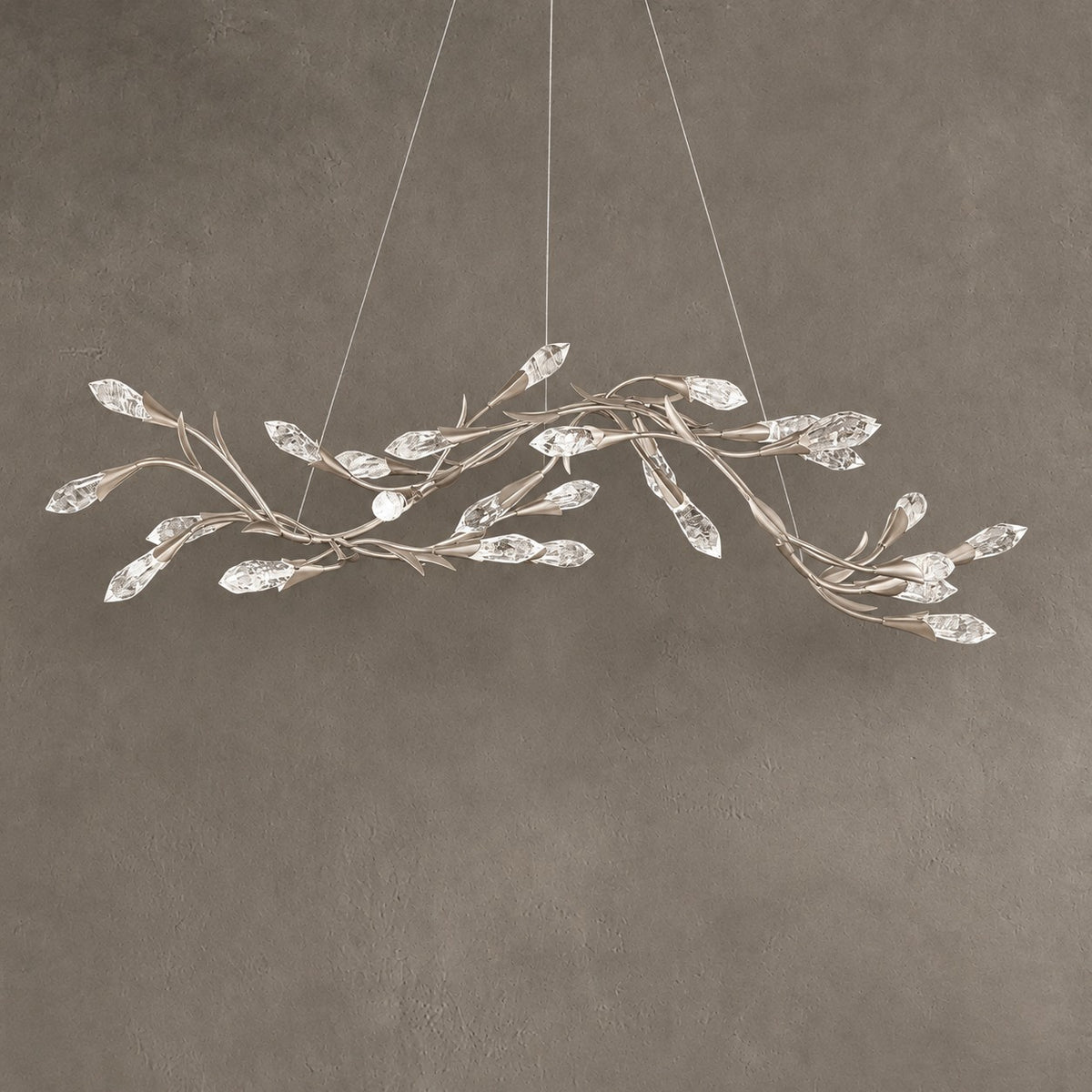 Modern Linear/Round Floral Branches Crystal Chandelier