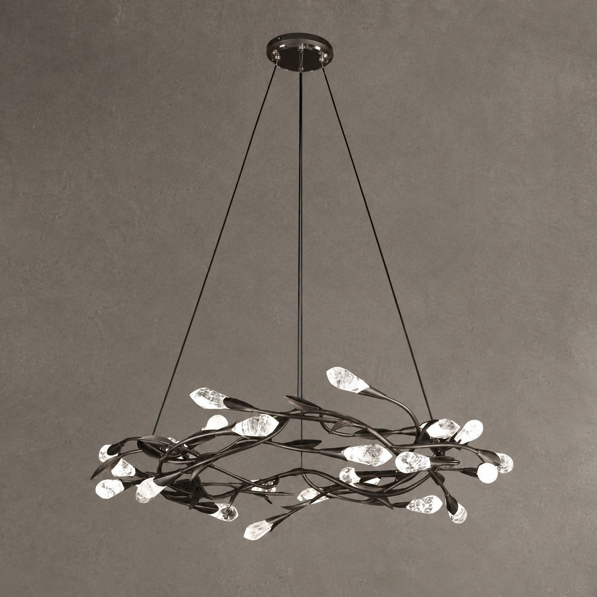 Modern Linear/Round Floral Branches Crystal Chandelier