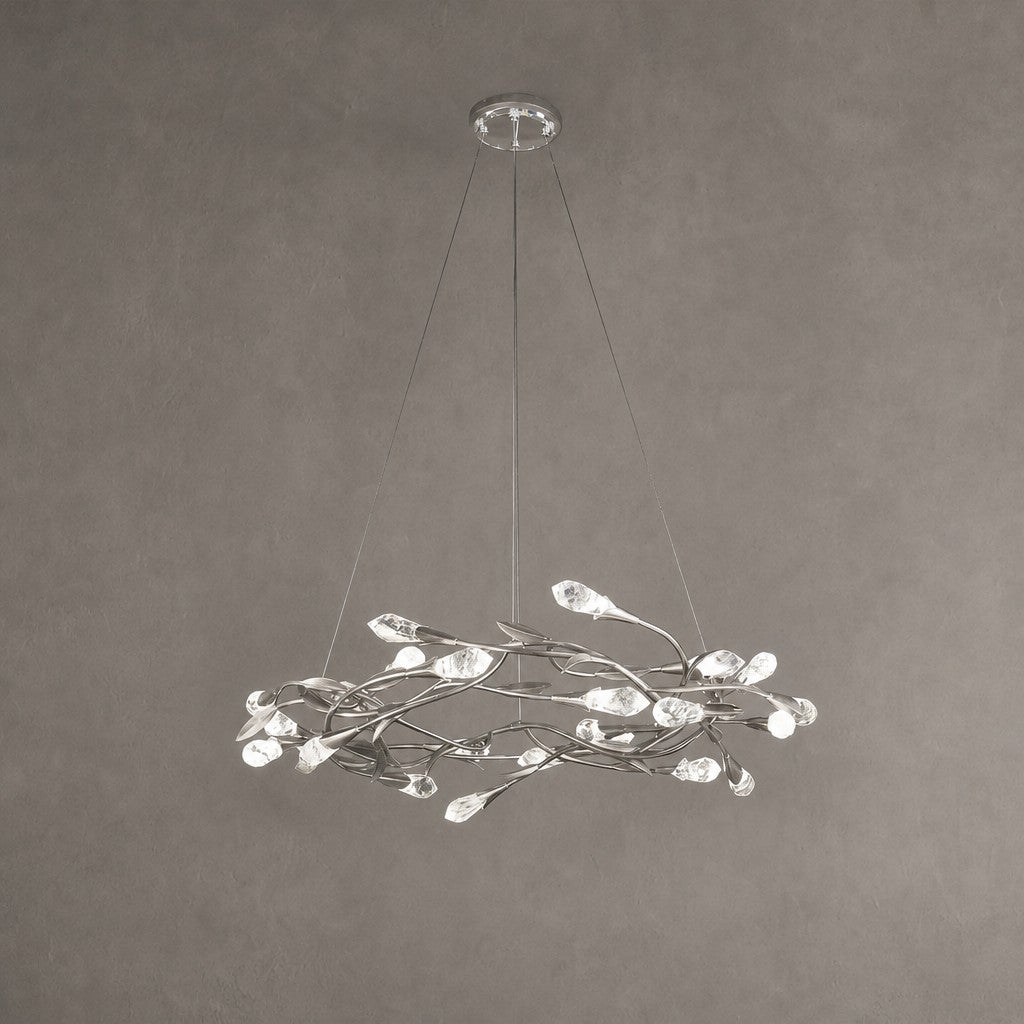 Modern Linear/Round Floral Branches Crystal Chandelier