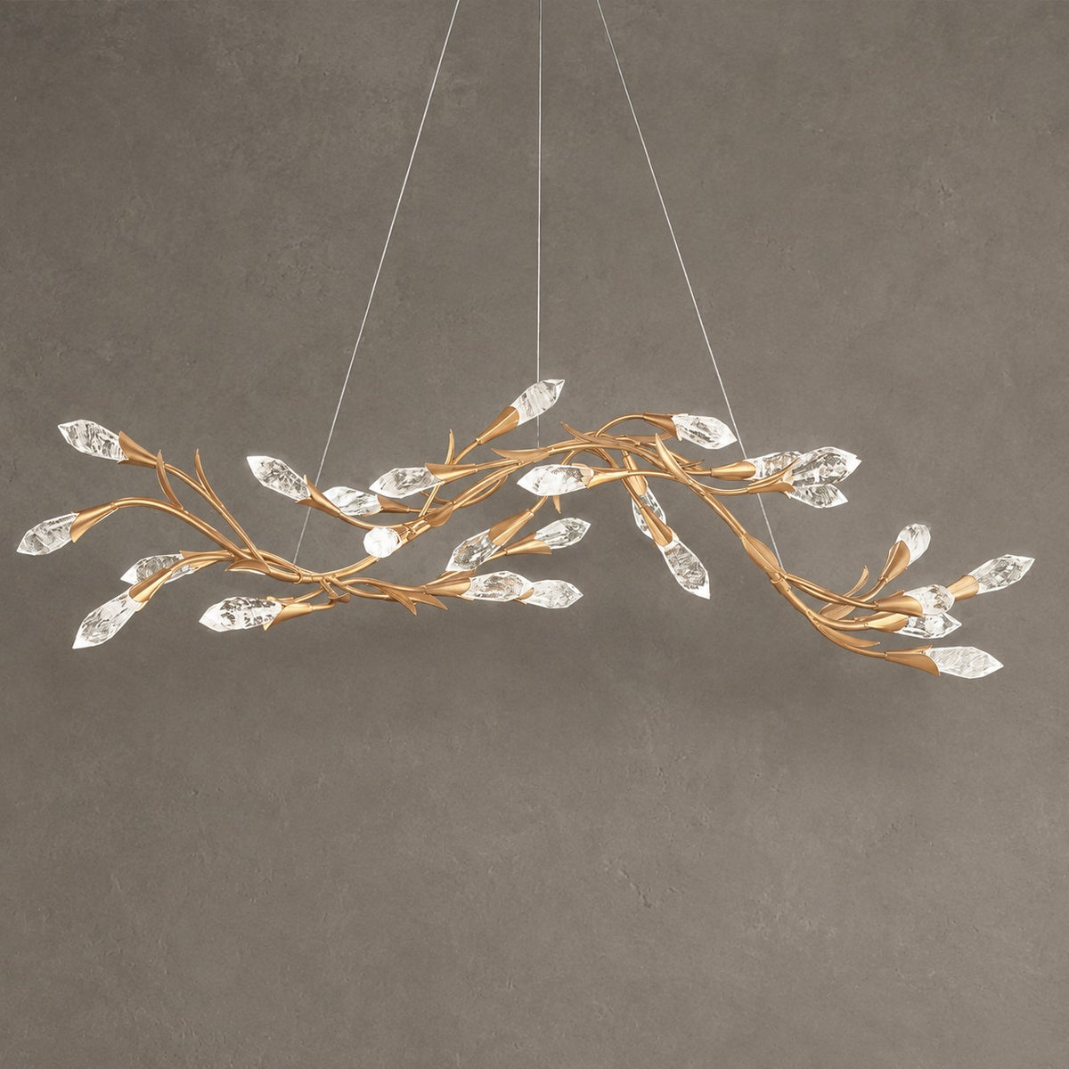 Modern Linear/Round Floral Branches Crystal Chandelier