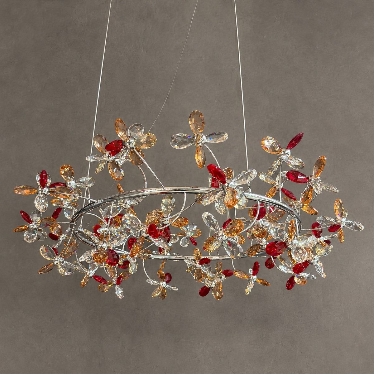 Modern Luxury 1/2/3-Tier Floral Crystal Ring Chandelier for Living Room/Staircase/Foyer