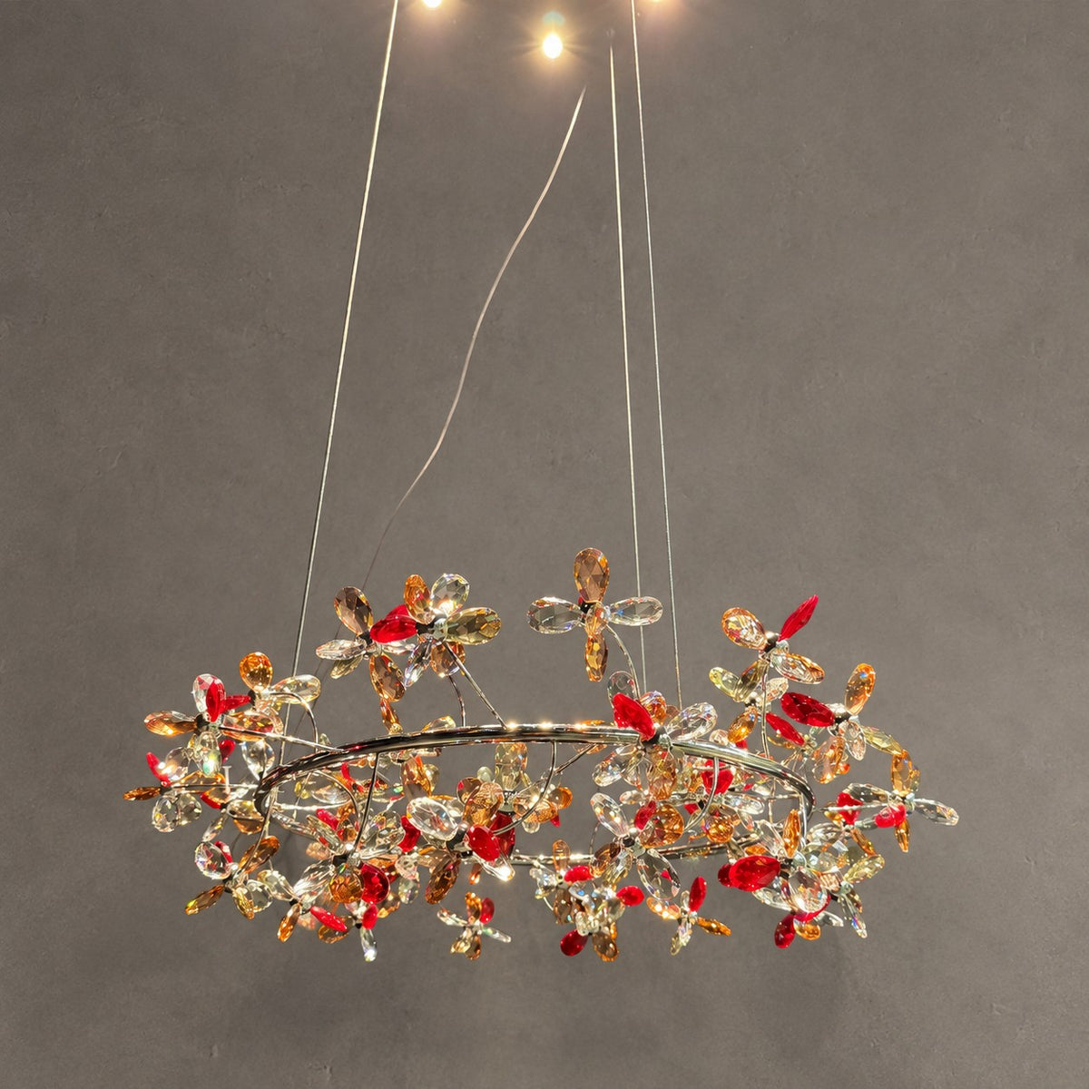 Modern Luxury 1/2/3-Tier Floral Crystal Ring Chandelier for Living Room/Staircase/Foyer