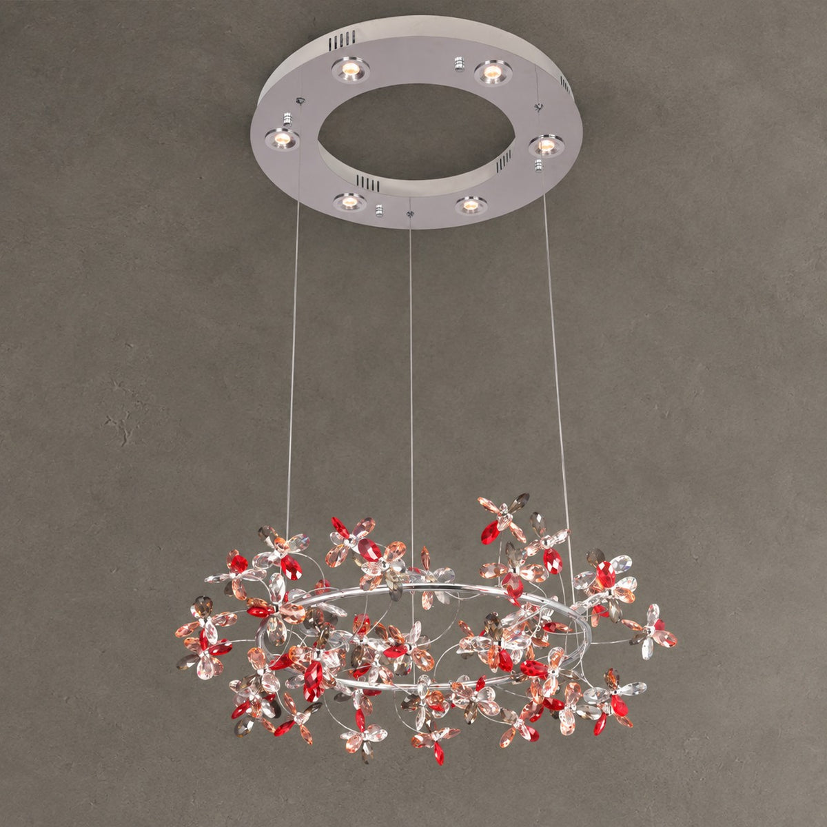 Modern Luxury 1/2/3-Tier Floral Crystal Ring Chandelier for Living Room/Staircase/Foyer