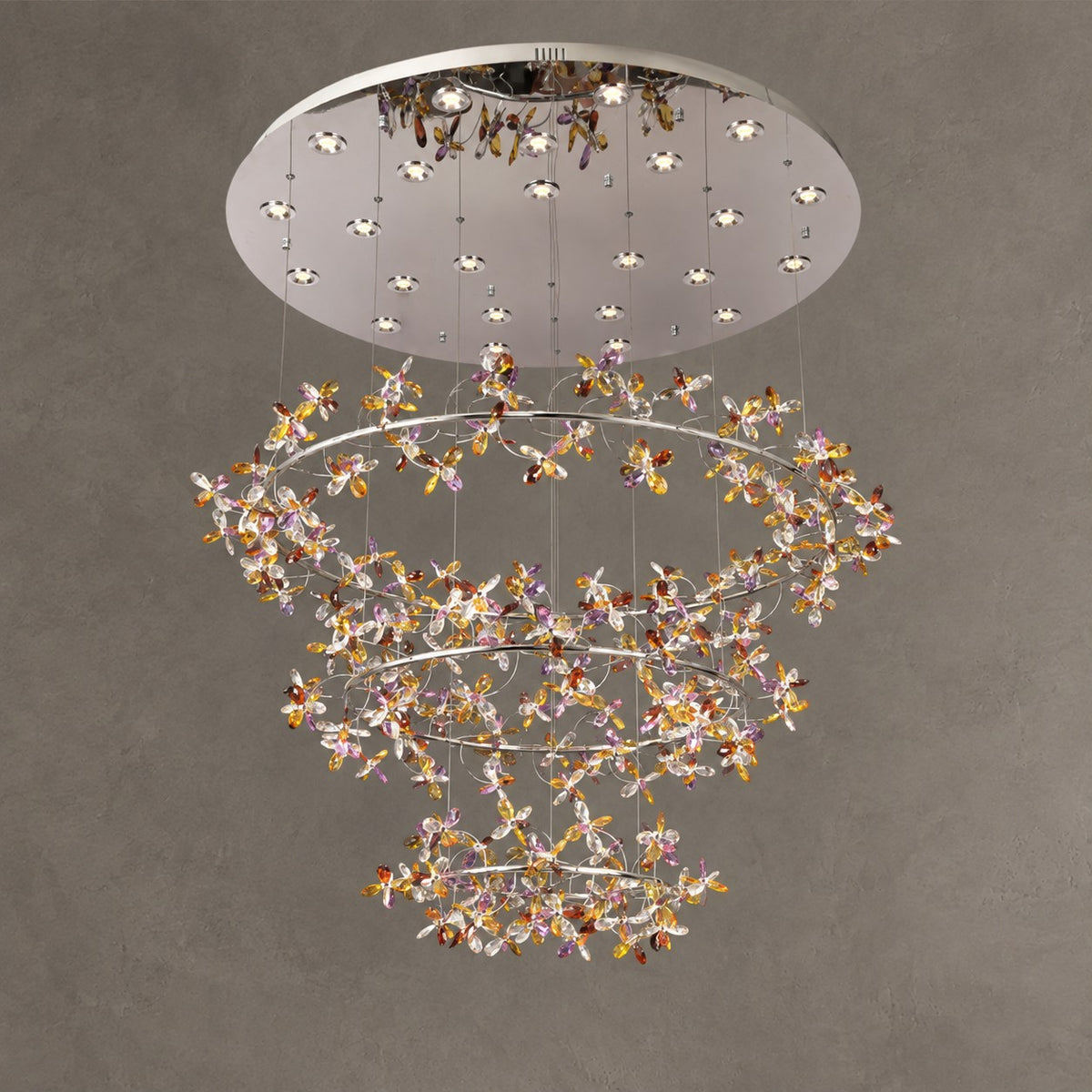 Modern Luxury 1/2/3-Tier Floral Crystal Ring Chandelier for Living Room/Staircase/Foyer