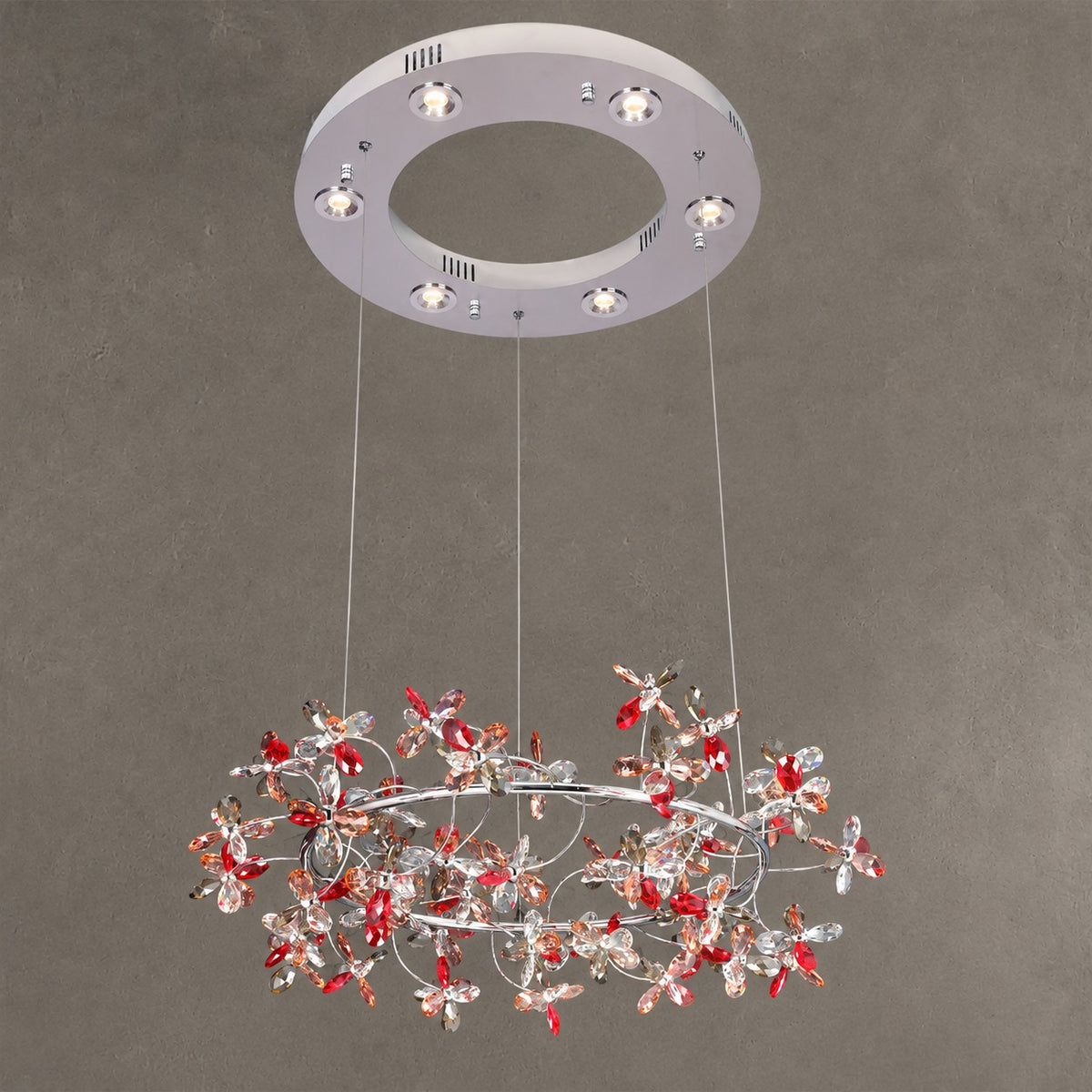 Modern Luxury 1/2/3-Tier Floral Crystal Ring Chandelier for Living Room/Staircase/Foyer