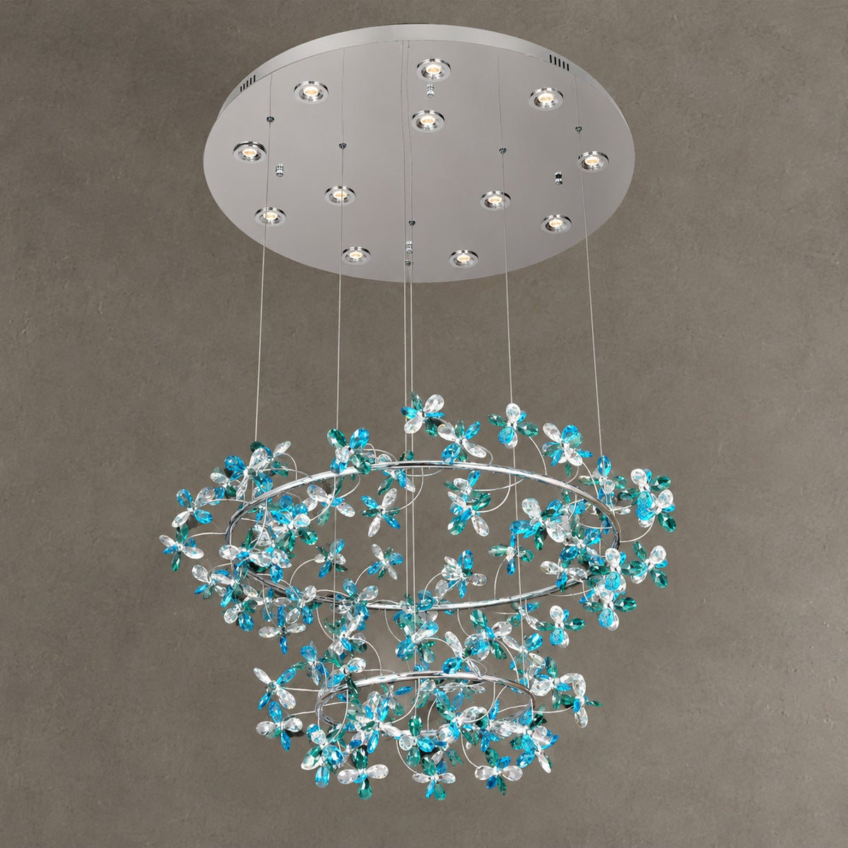Modern Luxury 1/2/3-Tier Floral Crystal Ring Chandelier for Living Room/Staircase/Foyer