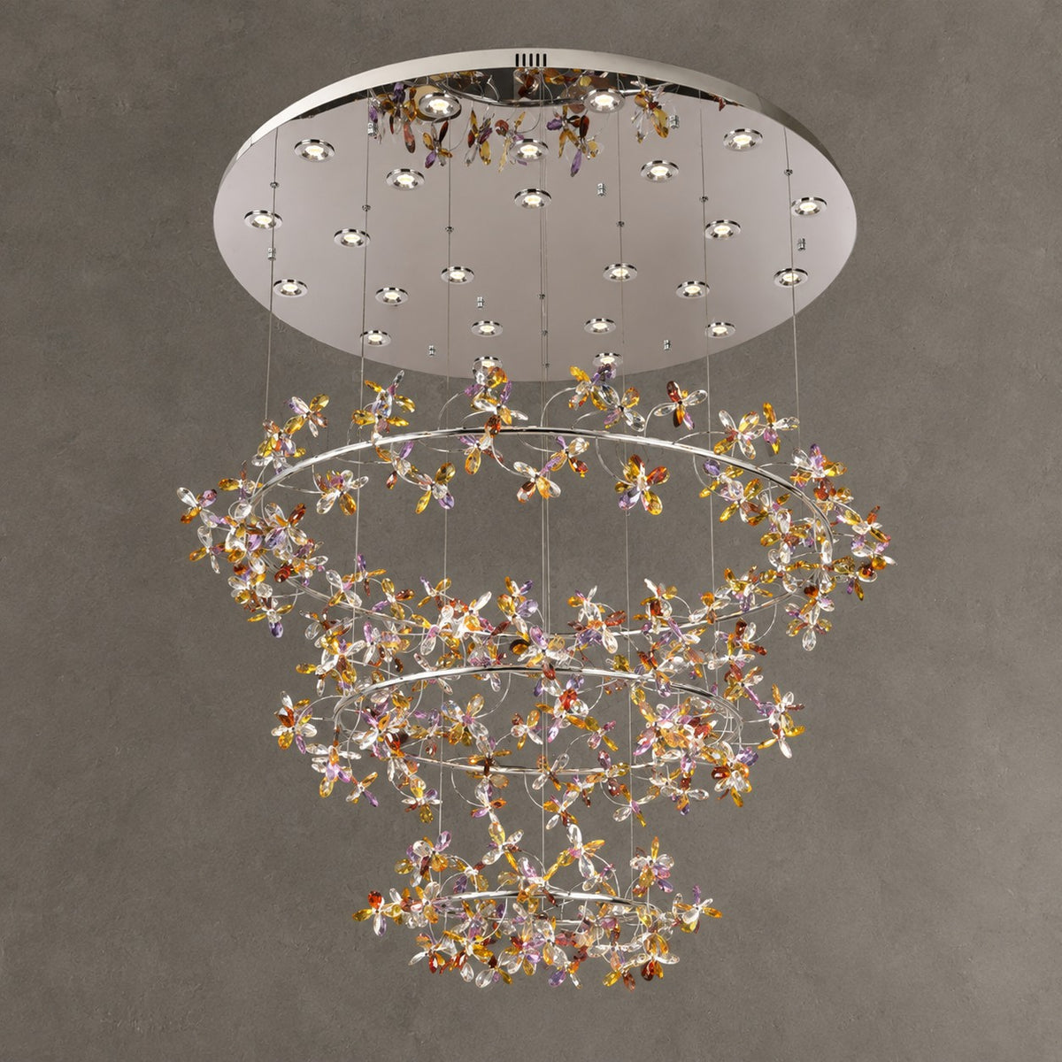 Modern Luxury 1/2/3-Tier Floral Crystal Ring Chandelier for Living Room/Staircase/Foyer