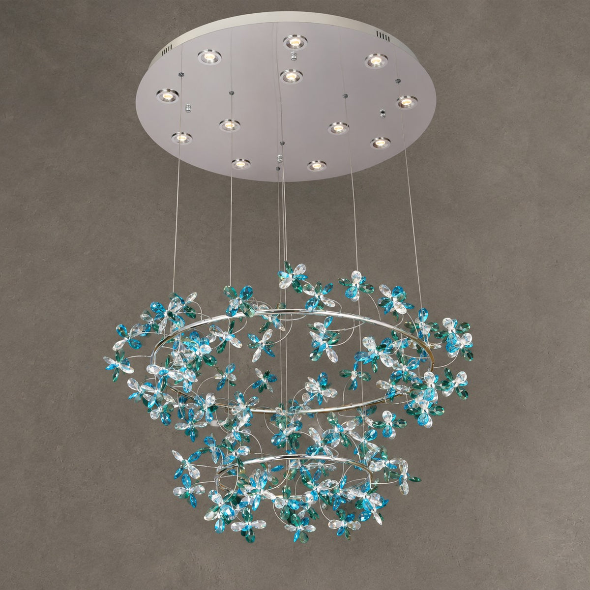 Modern Luxury 1/2/3-Tier Floral Crystal Ring Chandelier for Living Room/Staircase/Foyer