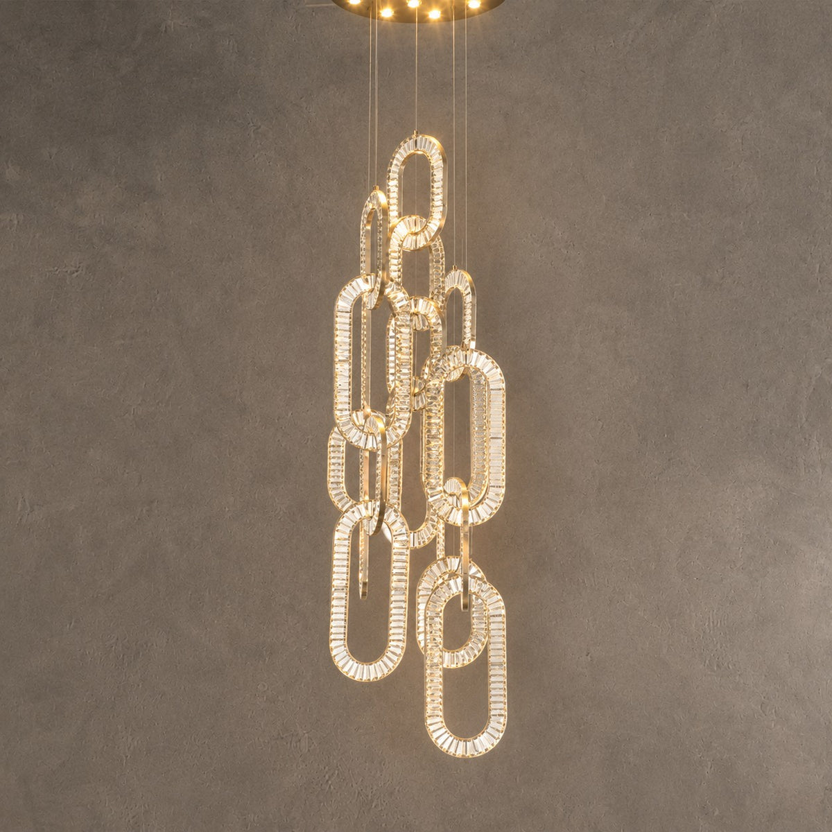 Modern Luxury Crystal Chain Cluster Chandelier for High Ceiling/Dining Room