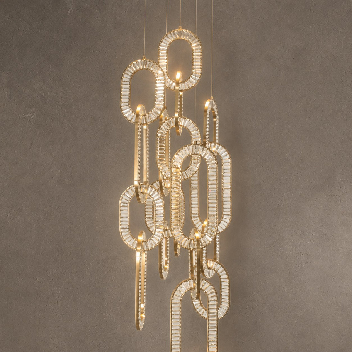 Modern Luxury Crystal Chain Cluster Chandelier for High Ceiling/Dining Room