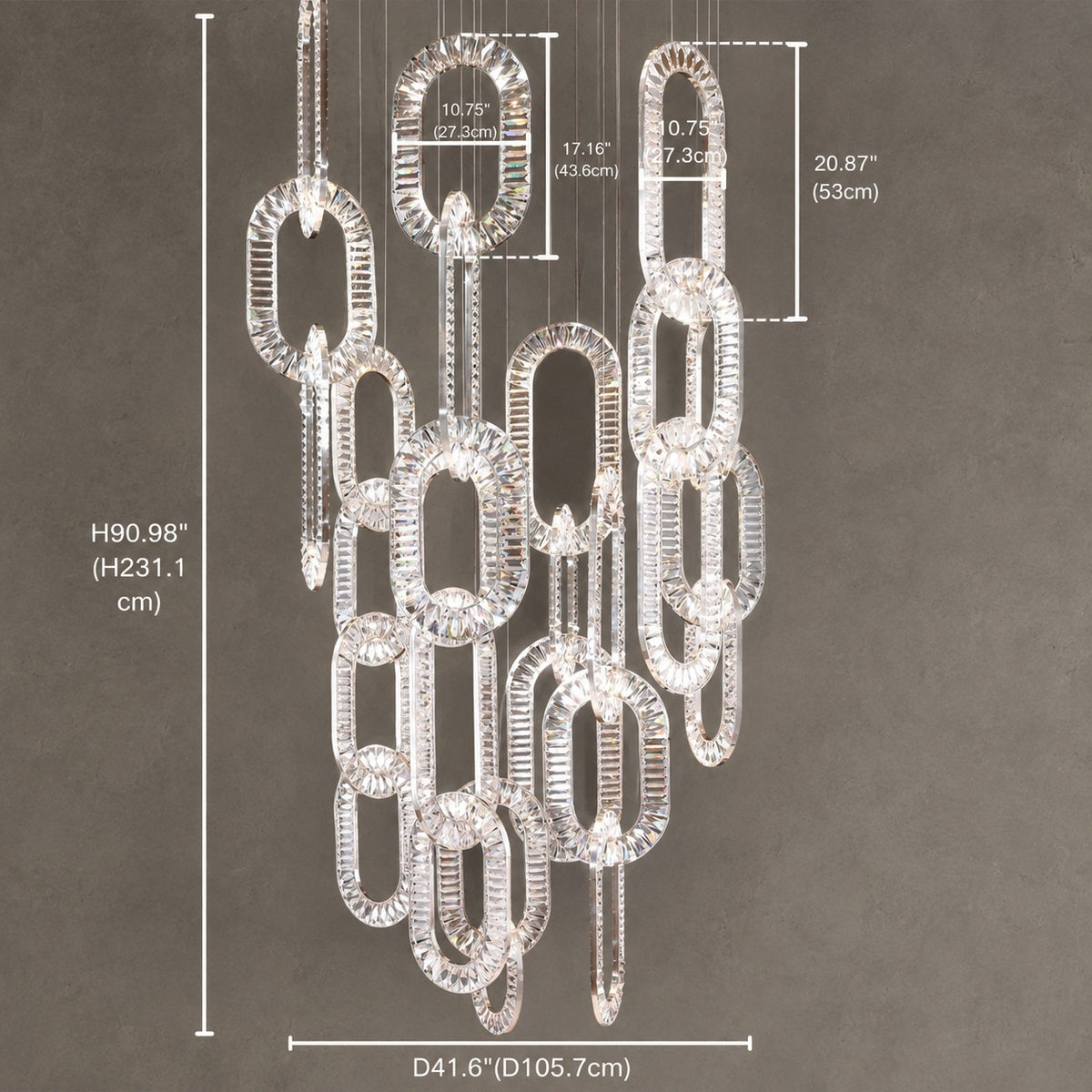 Modern Luxury Crystal Chain Cluster Chandelier for High Ceiling/Dining Room