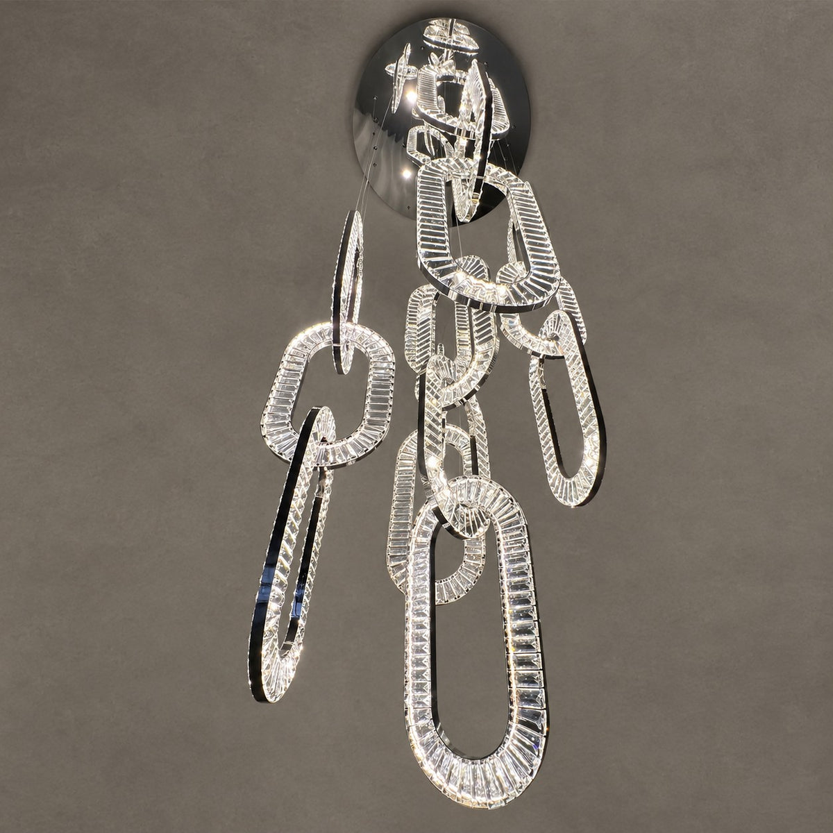 Modern Luxury Crystal Chain Cluster Chandelier for High Ceiling/Dining Room