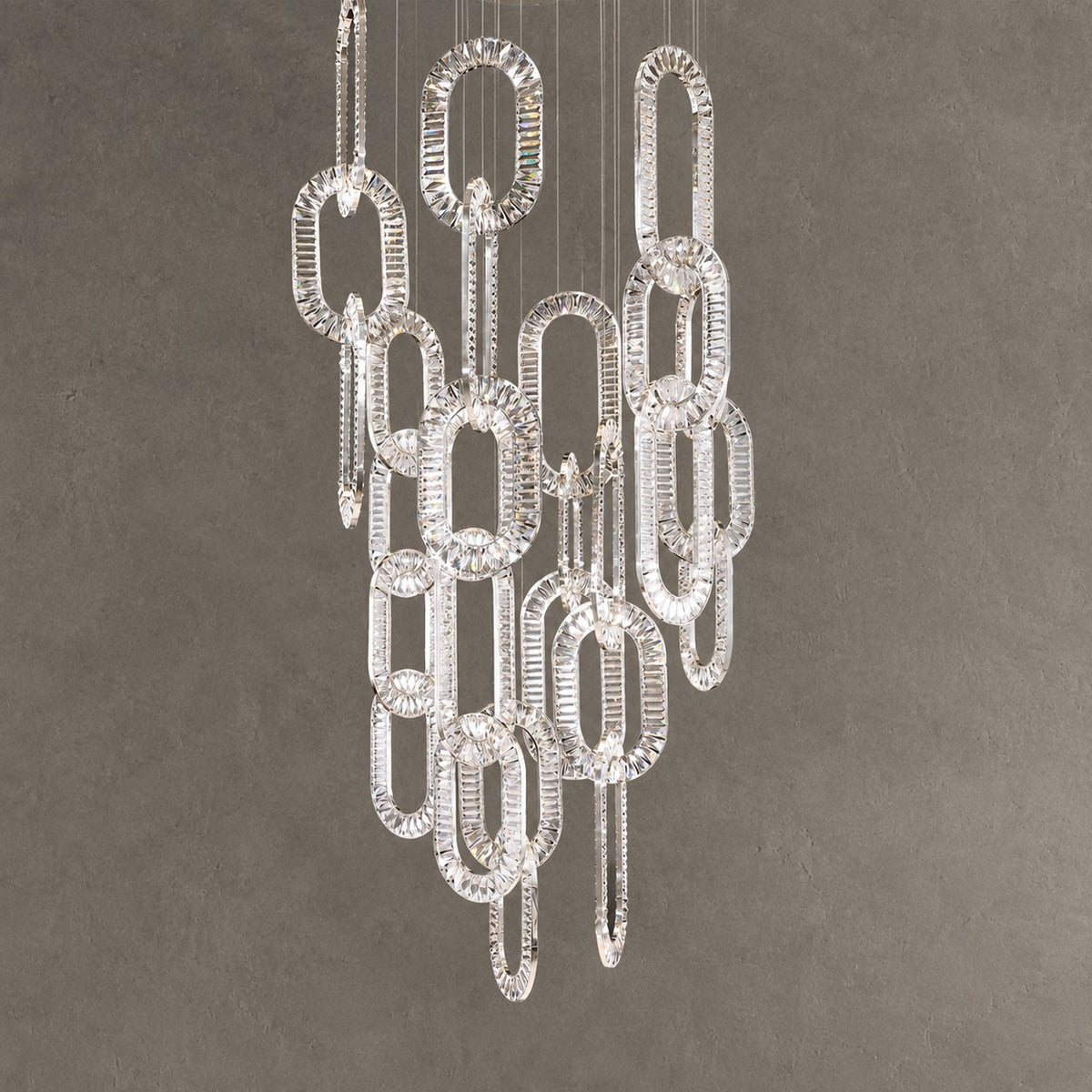 Modern Luxury Crystal Chain Cluster Chandelier for High Ceiling/Dining Room