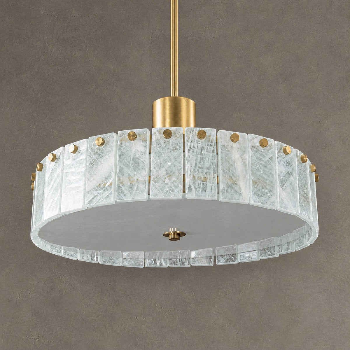 Modern Luxury Stone LED Drum Chandelier