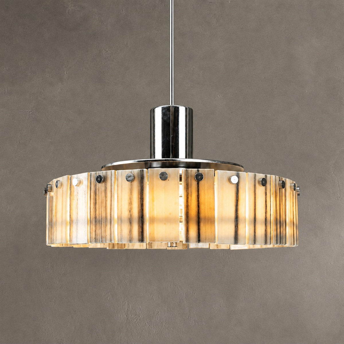 Modern Luxury Stone LED Drum Chandelier