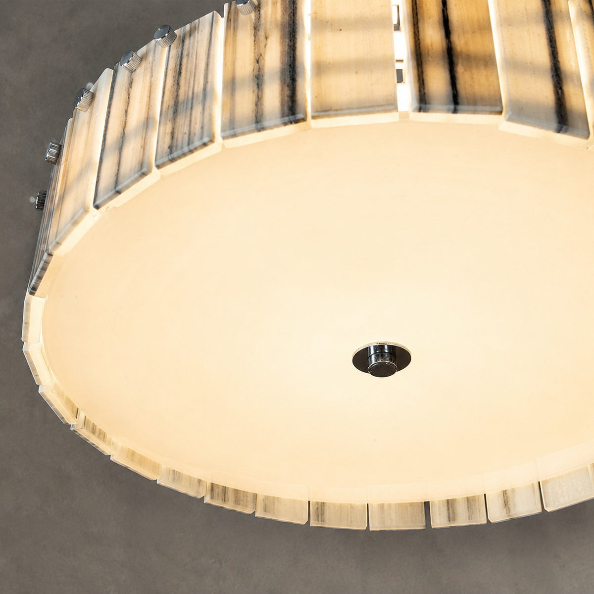 Modern Luxury Stone LED Drum Chandelier