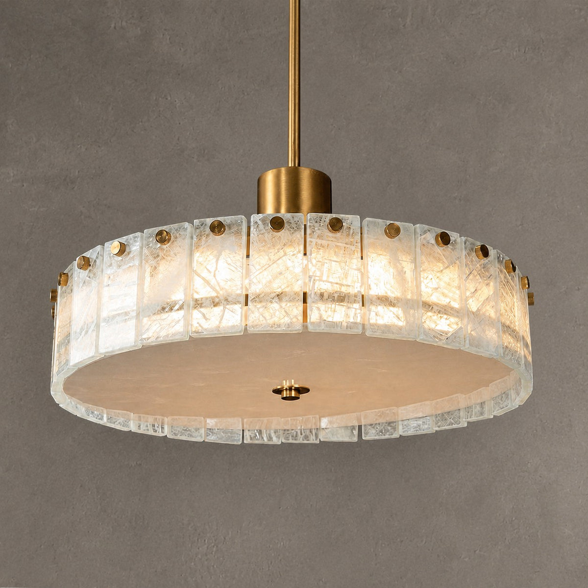 Modern Luxury Stone LED Drum Chandelier