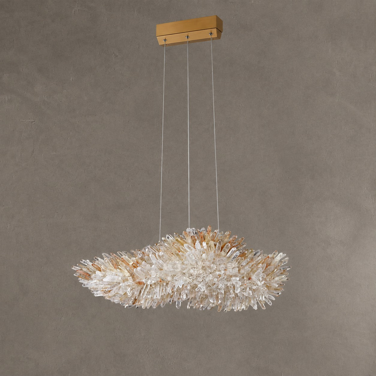 Modern Natural Crystal Wing Chandelier