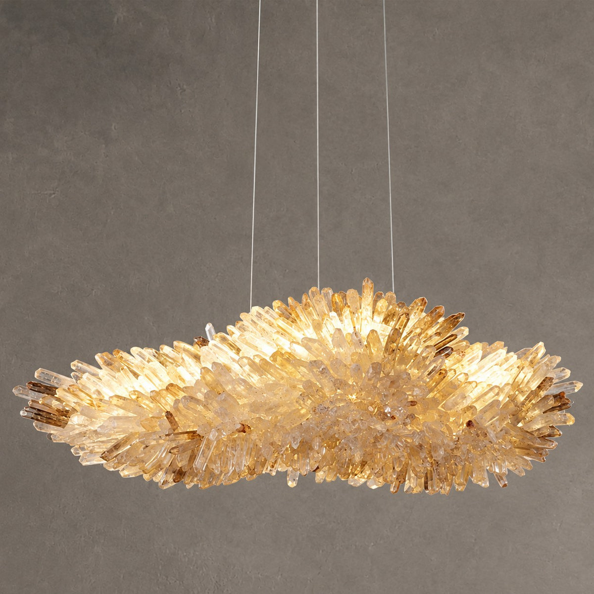 Modern Natural Crystal Wing Chandelier
